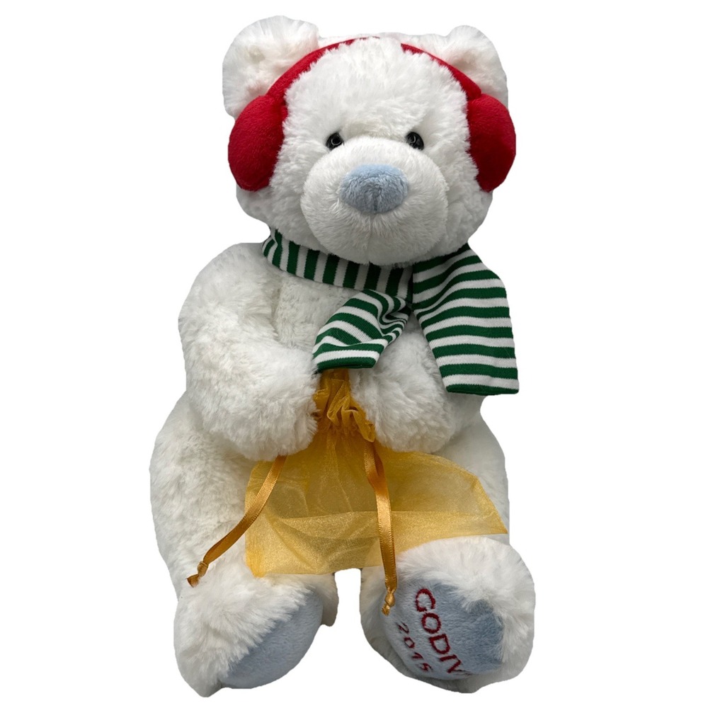 2015 GODIVA HOLIDAY PLUSH TEDDY BEAR RARE GUND‎ WHITE RECALLED
